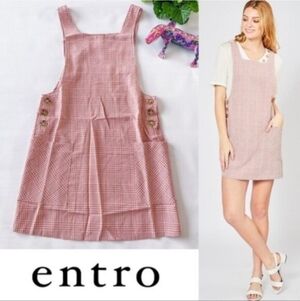 Entro Retro Checkered Pinafore Dress Size Small